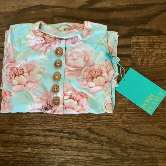 NWT Posh Peanut Kennedy Floral Ruffle Butt Romper - Picture 4 of 8